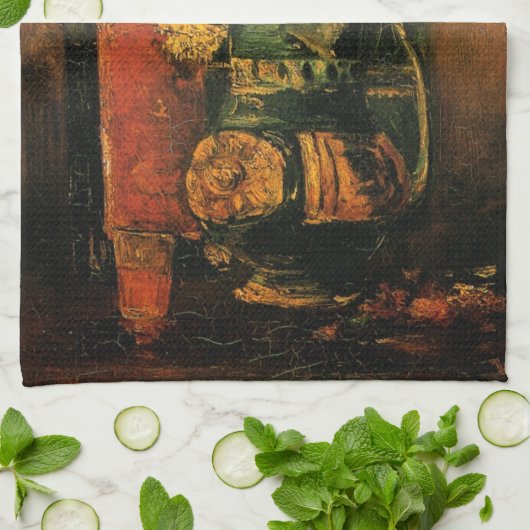 Anjers, Rozen en een fles door Vincent van Gogh Theedoek (Gevouwen)