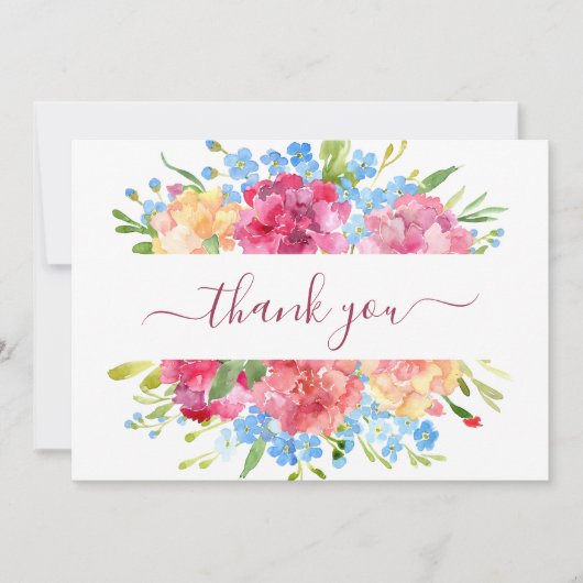 Anjers & Vergeet me Nots Bruiloft Bedankkaart (Voorkant)