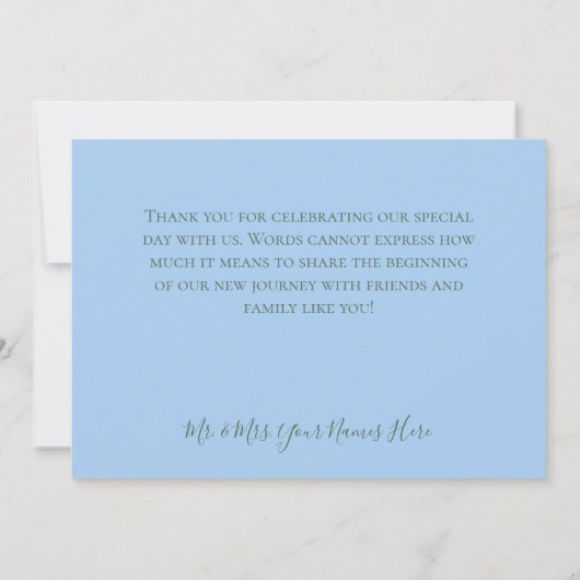 Anjers & Vergeet me Nots Bruiloft Bedankkaart (Achterkant)