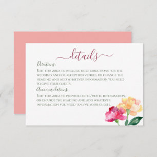 Anjers & Vergeet me Nots Bruiloft Details Informatiekaartje