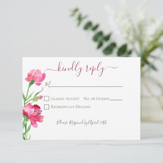 Anjers & Vergeet me Nots Bruiloft RSVP Kaartje (Staand voorkant)