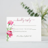 Anjers & Vergeet me Nots Bruiloft RSVP Kaartje (Staand voorkant)