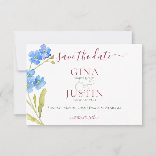 Anjers & Vergeet me Nots Bruiloft Save The Date (Voorkant)