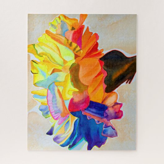 Anjers waterverf bloem met neon legpuzzel (Verticaal)
