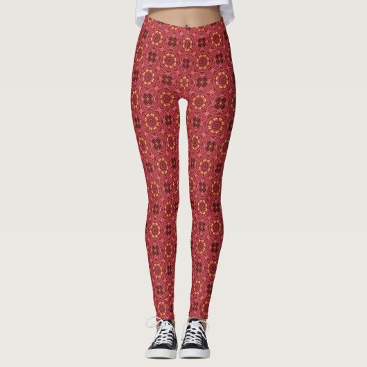 Anjersroze Vuurwerk Tegels Leggings (Voorkant)