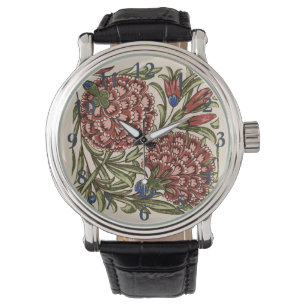 Anjertje Bloem Tegels Antiek Rustiek De Morgan Kun Horloge