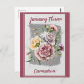 Anjervintage januari bloem bloemstuk briefkaart (Voorkant / Achterkant)