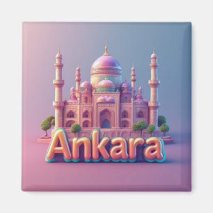 Ankara Fantasie Monument Met Pastelkleurige Koepel Magneet