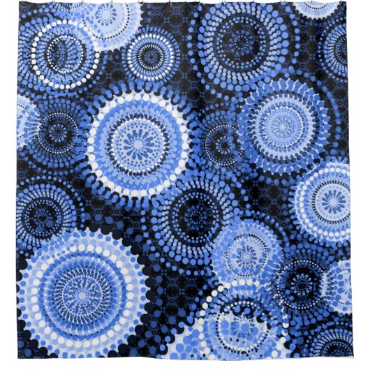 Ankara Stippen blauw douchegordijn (Voorkant)