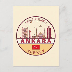 Ankara Turkey City Skyline Emblem Briefkaart