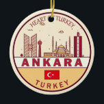 Ankara Turkey City Skyline Emblem Keramisch Ornament<br><div class="desc">Ankara minimalistisch,  kleurrijk kunstontwerp met monumenten en landmerken van de stad in Turkije.</div>