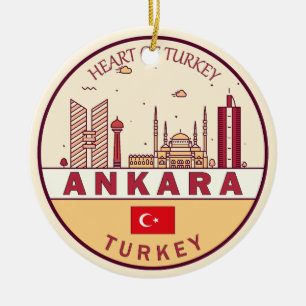 Ankara Turkey City Skyline Emblem Keramisch Ornament