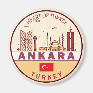 Ankara Turkey City Skyline Emblem Magneet