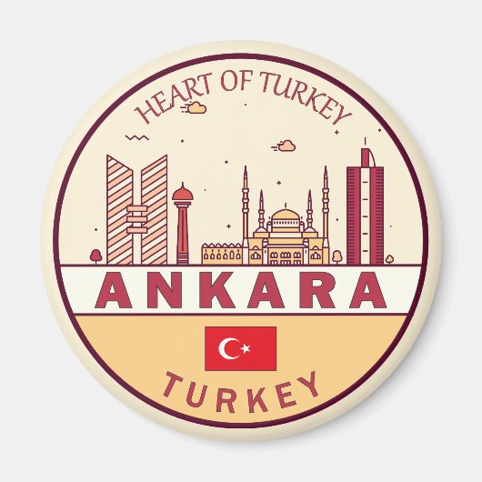 Ankara Turkey City Skyline Emblem Magneet (Voorkant)