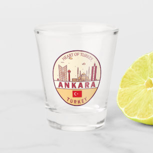 Ankara Turkey City Skyline Emblem Shot Glas