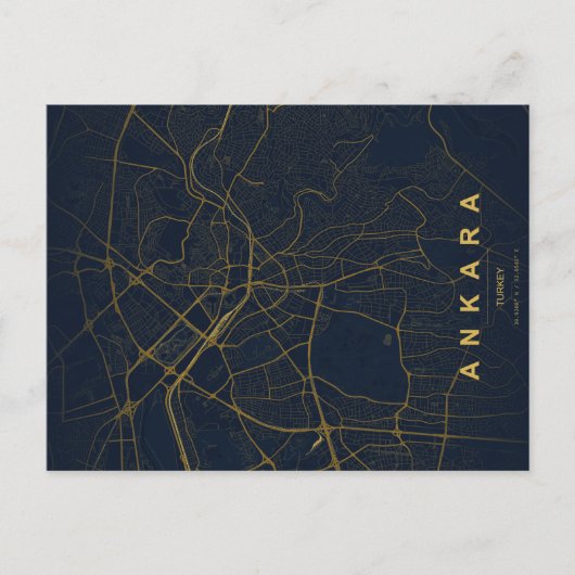 Ankara Turkey Map Minimal Briefkaart (Voorkant)