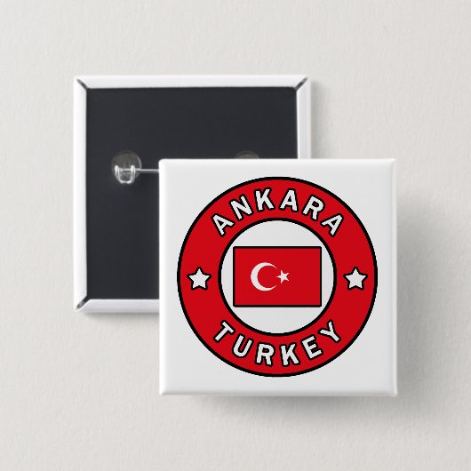 Ankara Turkey Vierkante Button 5,1 Cm (Voorkant /achterkant)