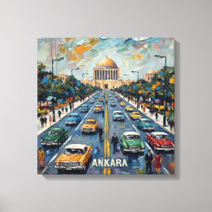 Ankara Turkije Gouden Koepel Vintage Opgespannen C Canvas Afdruk