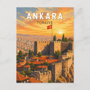 Ankara Turkije Illustratie Reis Kunst Vintage Briefkaart