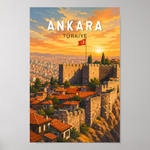 Ankara Turkije Illustratie Reis Kunst Vintage Poster