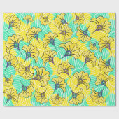 Ankara Turquoise en Geel Floral Wrapping Paper Cadeaupapier (Vlak)