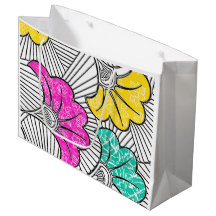 Ankara Turquoise en Yellow Floral Gift Bag