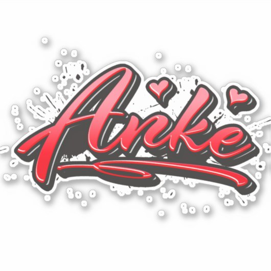 Anke red Heart Graffiti Aufkleber Sticker (Voorkant)