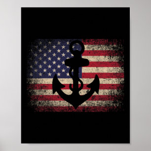 Anker 4 juli Gift Amerikaanse vlag - Boot Saili Poster