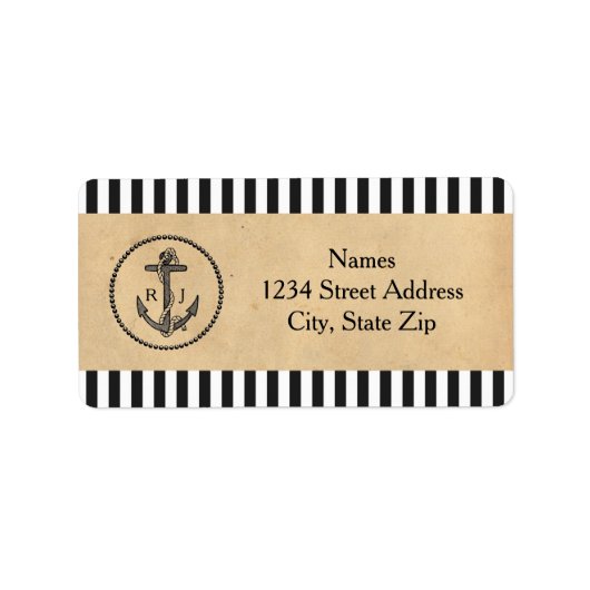Anker Adreslabels - Vintage Scheepvaart Thema Etiket (Voorkant)
