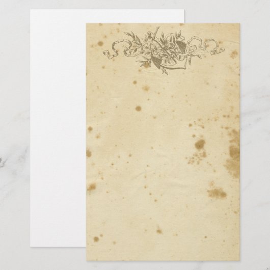 Anker Antiek bevlekte bloemen briefpapier (Voorkant / Achterkant)