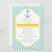 Anker aqua, geel nautische bruiloft vrijgezellenfe kaart (Voorkant)