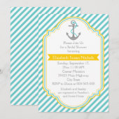 Anker aqua, geel nautische bruiloft vrijgezellenfe kaart (Voorkant / Achterkant)