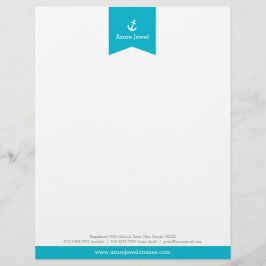 Anker aqua lint vlag nautische zakelijke brief briefhoofd ontwerp