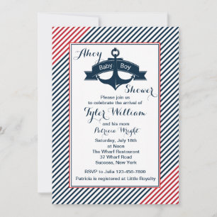 Anker Baby Boy Douche Uitnodiging
