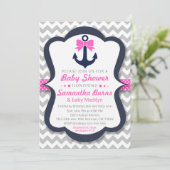Anker Baby shower Uitnodiging - Nautisch (Staand voorkant)