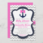 Anker Baby shower Uitnodiging - Nautisch (Voorkant / Achterkant)