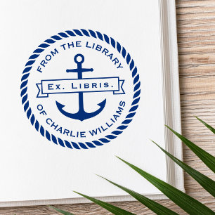 Anker banner touw rand naam ex libris boekplaat rubberstempel