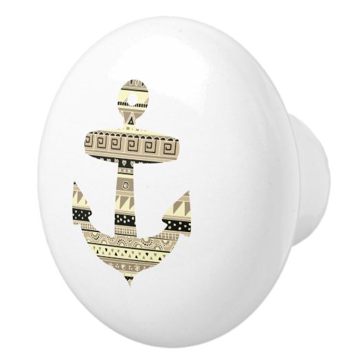 Anker Beige Tribal Stripes Nautische lade knop (Rechts)