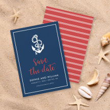 Anker Blauw en Rode Schrift Save the Date
