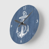 anker blauw hout ronde klok (Hoek)