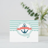 Anker, blauw, rood, Nautische retro zeiler girly Briefkaart (Staand voorkant)