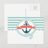 Anker, blauw, rood, Nautische retro zeiler girly Briefkaart (Voorkant / Achterkant)