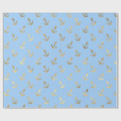 Anker Blauwe Goud Glans Effect Inpakpapier (Vlak)
