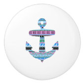 Anker Blauwe Tribal Stripes Nautische Lade knop (Voorkant)