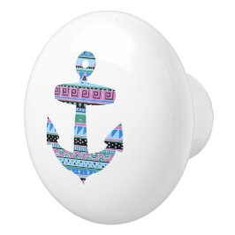 Anker Blauwe Tribal Stripes Nautische Lade knop