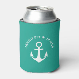 Anker Blauwgroen Groen Nautisch Ontwerp Douanenaam Blikjeskoeler