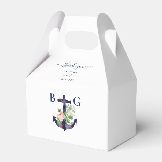 Anker Bloemen Nautische Zomer Bruiloft Bedankdoosjes (Voorkant Zijde)