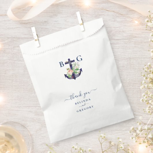 Anker Bloemen Nautische Zomer Bruiloft Bedankzakje (Geknipt)