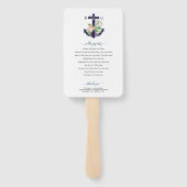 Anker Bloemen Nautische Zomer Bruiloft Programma Handwaaier (Achterkant)