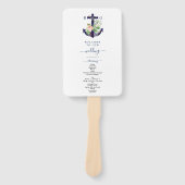 Anker Bloemen Nautische Zomer Bruiloft Programma Handwaaier (Voorkant)